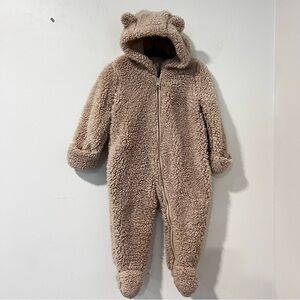 Baby Gap Sherpa Bear Bunting One Piece Hooded Suit Beige
